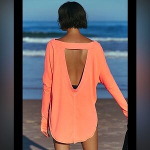 Free People Simply Layer Open Back Top In Electric Orange Women's S
